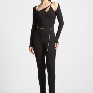 Eiffel Chain Detail Jumpsuit - Black