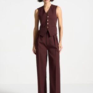 Tailored Cinch Waistcoat - Wine Red