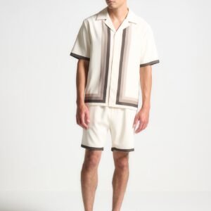 Ombré Border Revere Shirt - Cream/Brown