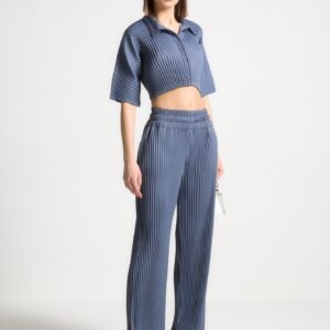 Pleated Trousers - Steel Blue