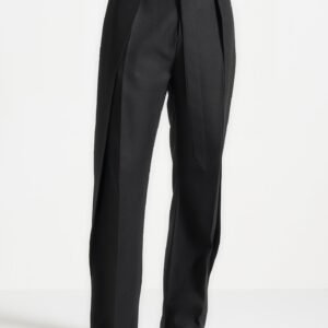Relaxed Fit Wrap Leg Tailored Trousers - Black