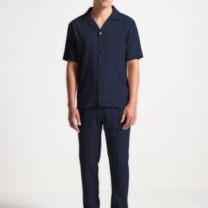 Seersucker Revere Shirt - Navy