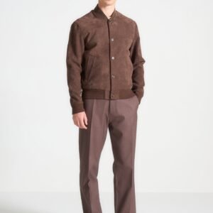 Suede Bomber Jacket - Brown